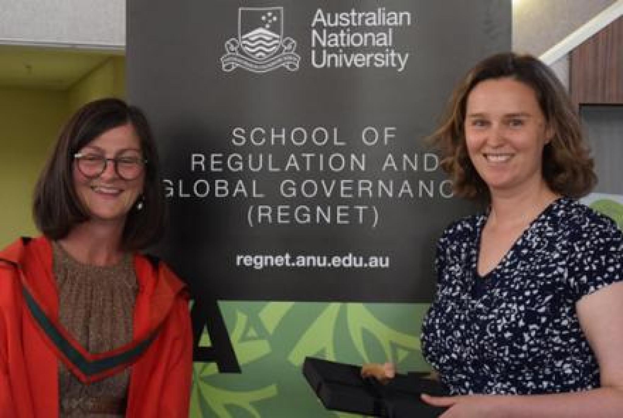 Image: Professors Sharon Friel and Anthea Roberts (right) at a celebratory event held in honor of all graduates. Image by Veronica Andrianatos