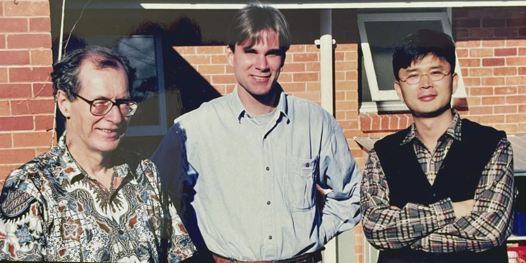 Harold Crouch (left) with PhD students, Marcus Mietzner (now an Indonesia specialist based at ANU) and Inwon Hwang (South Korea's leading Malaysian politics expert), c. 1997. 