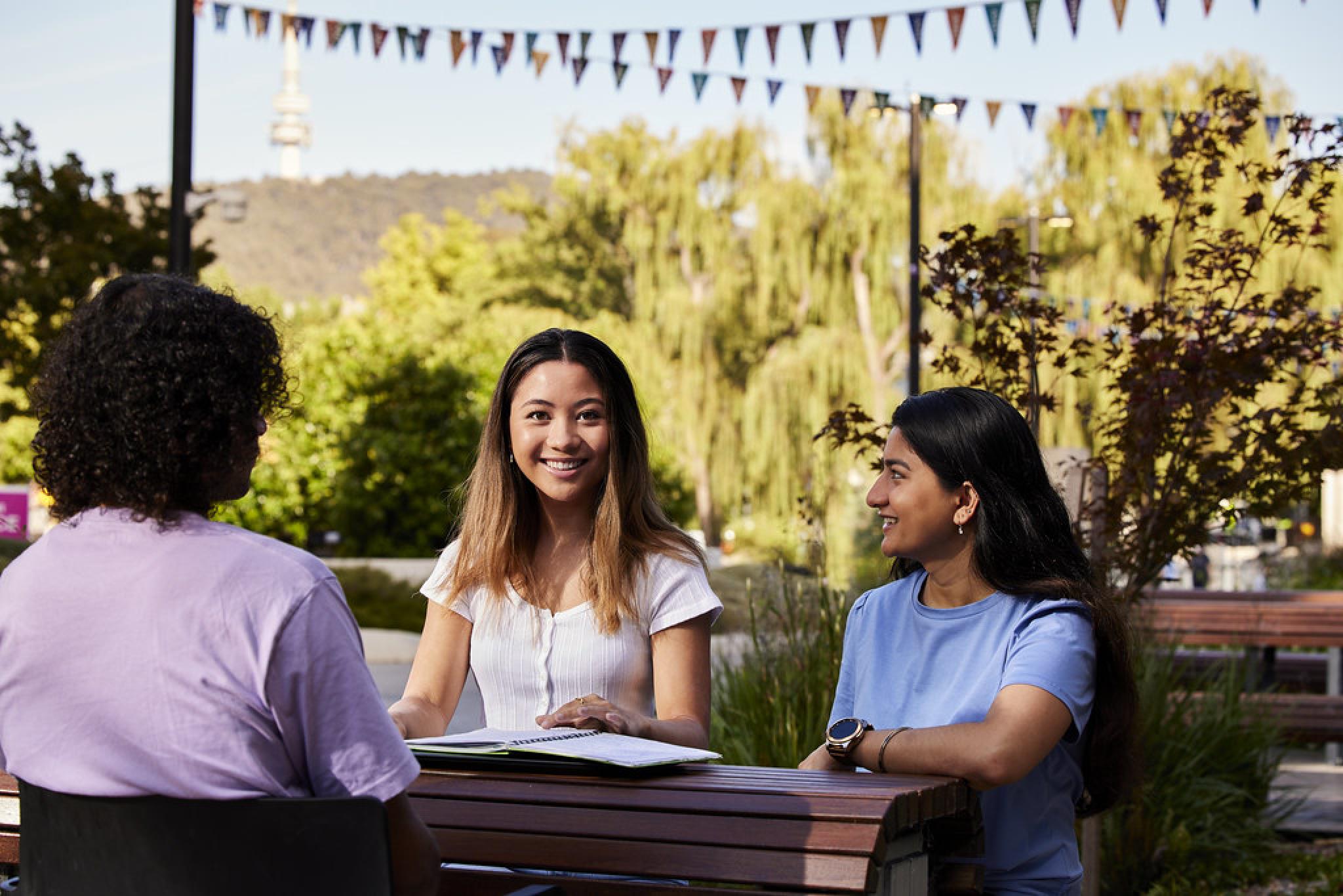 students study outdoors