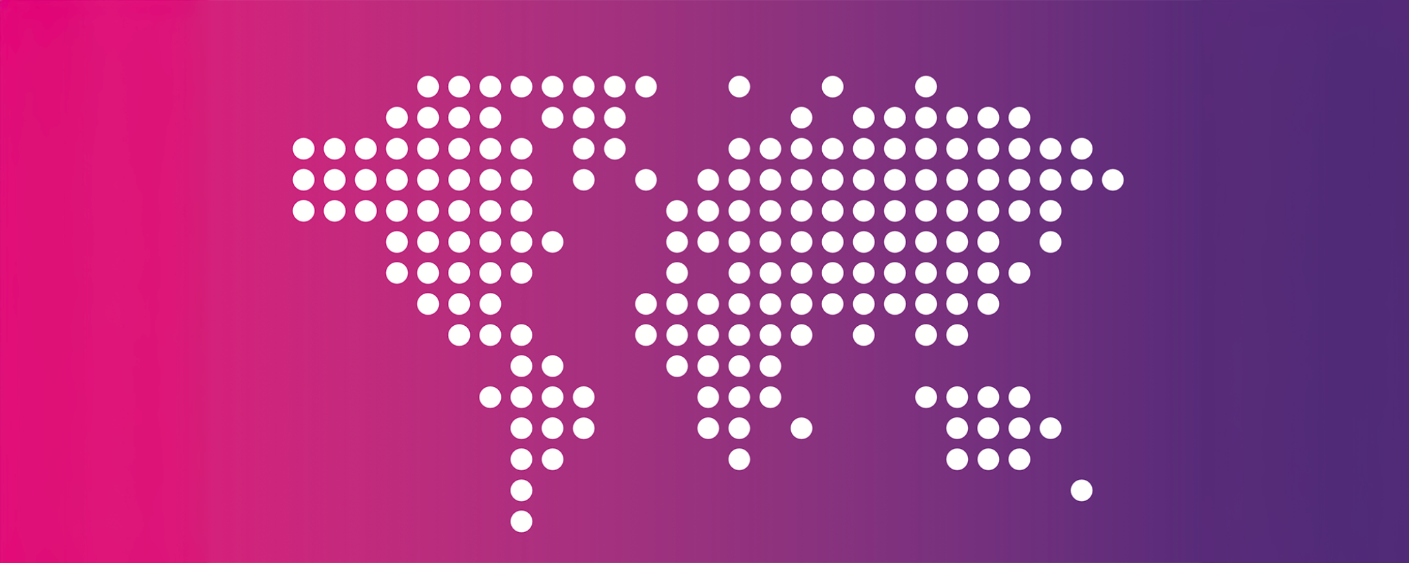 Dot map of world on pink and purple background