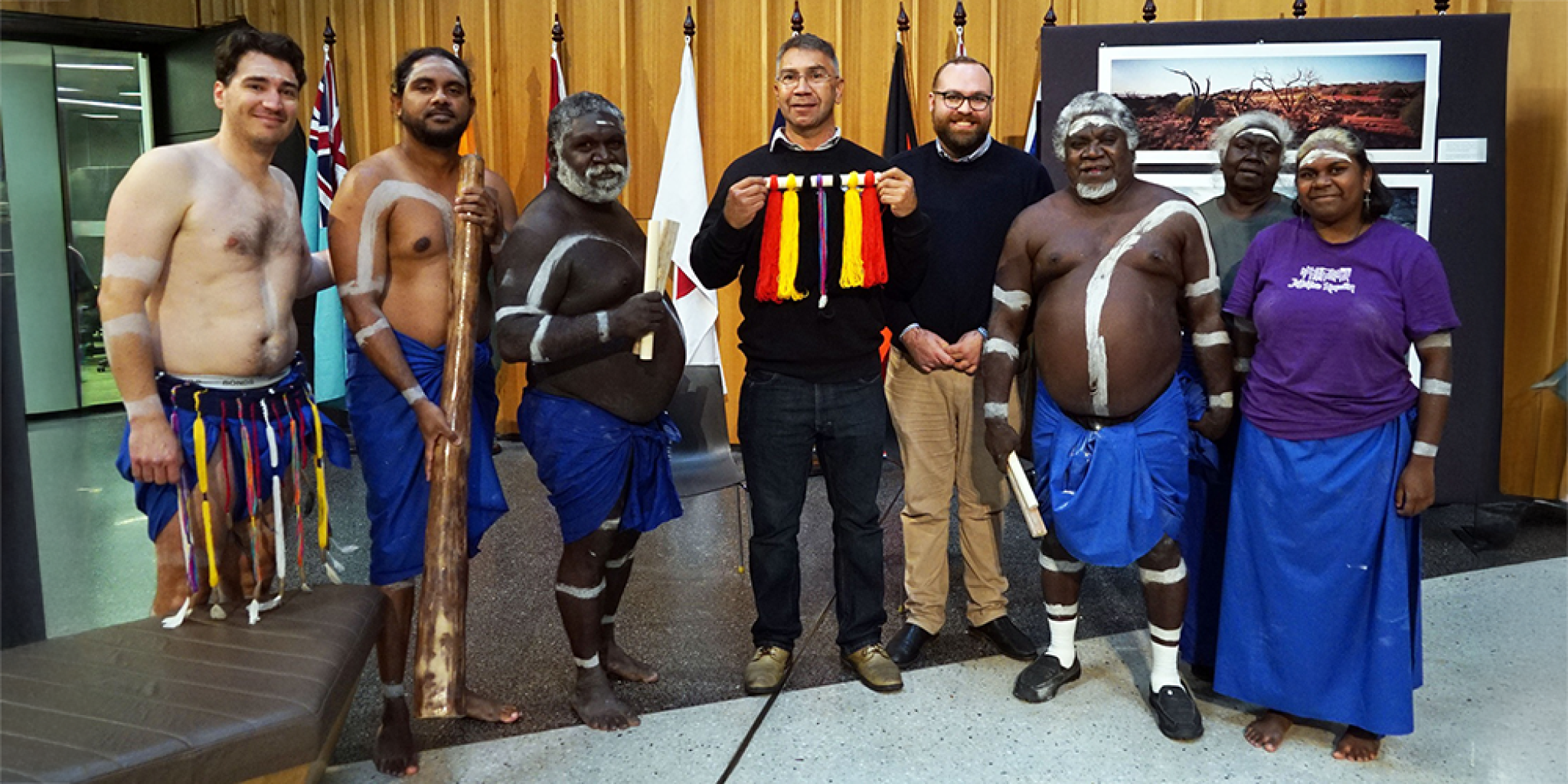 First Nations peoples and elders after the interactive dancing session.