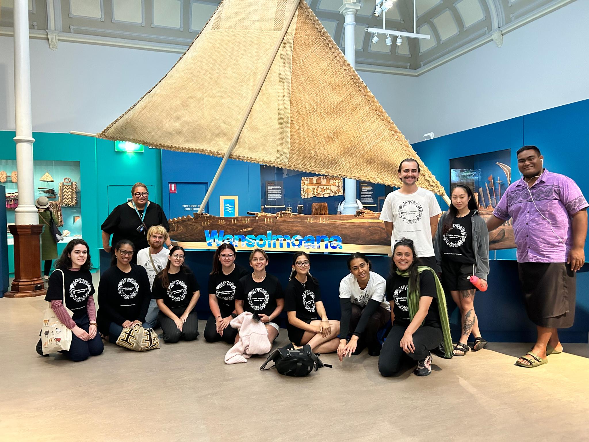 Katerina, Talei Mangioni and their Pacific Studies students at the Australian Museum