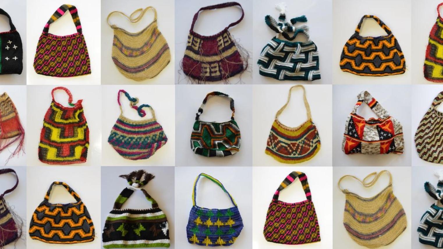 The bilum is a traditional PNG hand woven bag which incorporates a range of different weaves and patterns