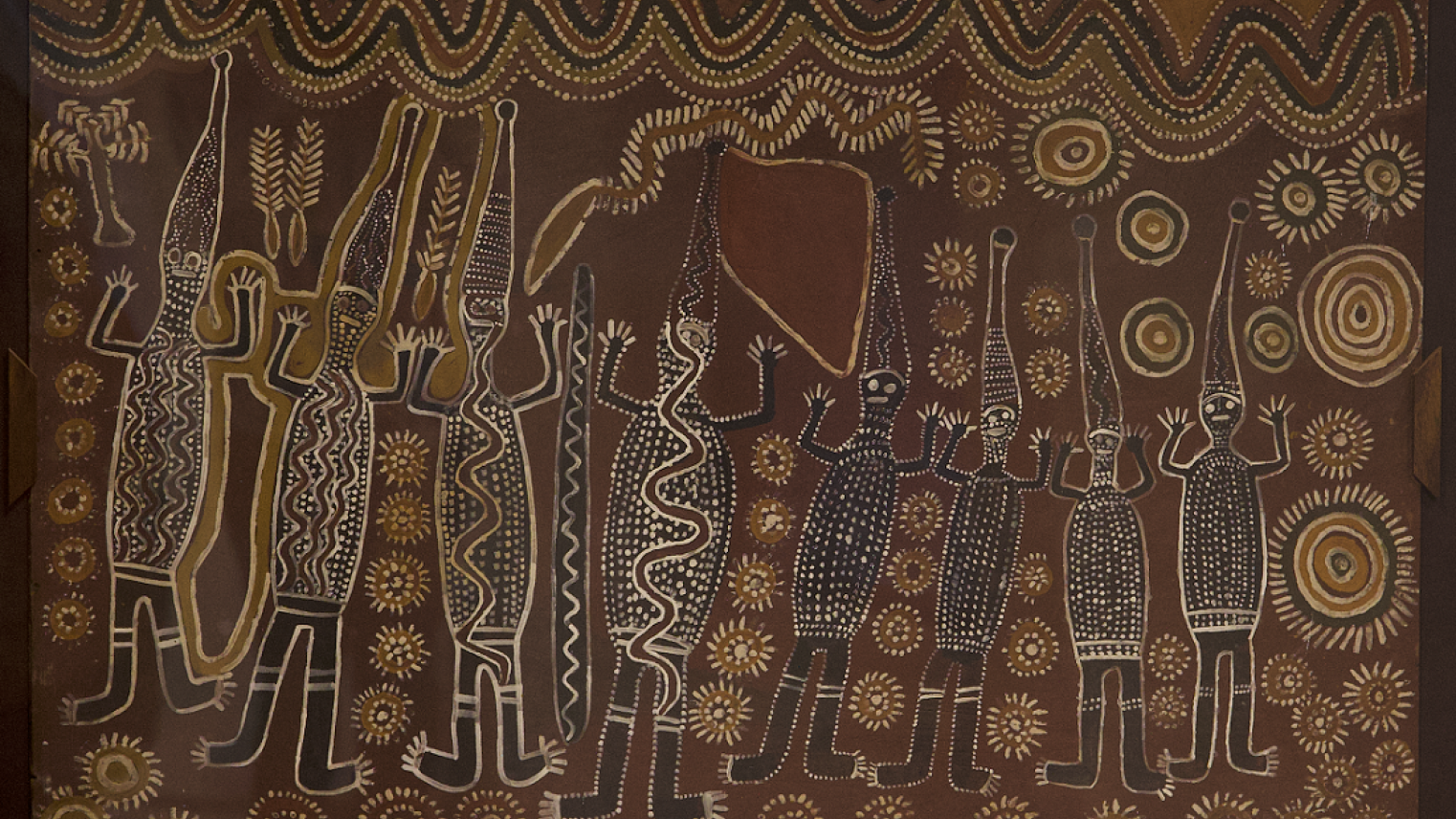 Body Designs for Ceremony - Murrinh-patha people, earth pigments on board, 1959 Nym Bandak (c.1903-1981) Wadeye, Northern Territory Acc. 0566