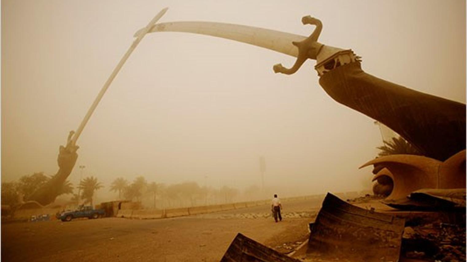 The Crossed Swords Victory Arch in Baghdad, Iraq.