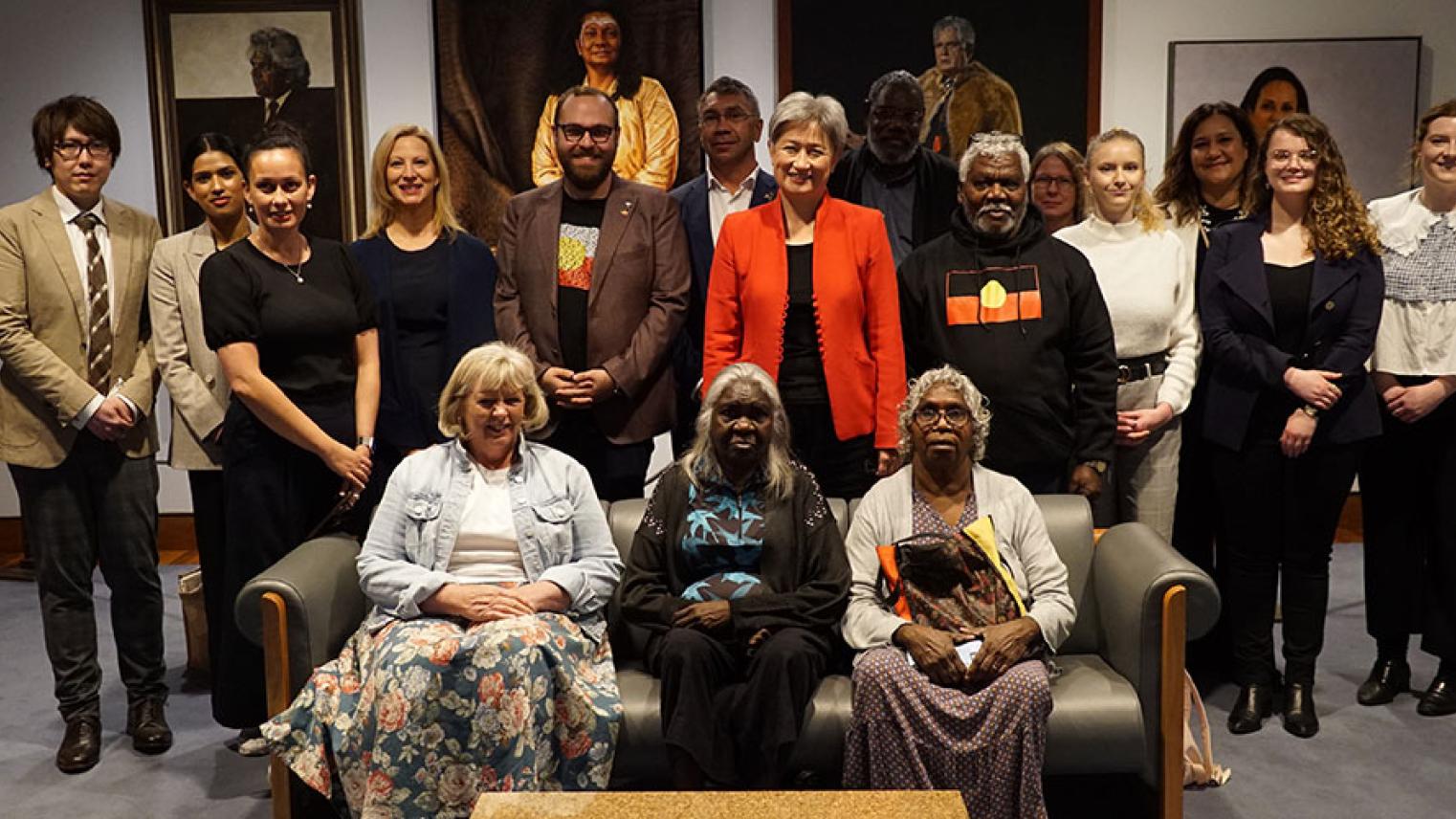 Penny Wong with the 2022 cohort of Indigenous Diplomacy students.