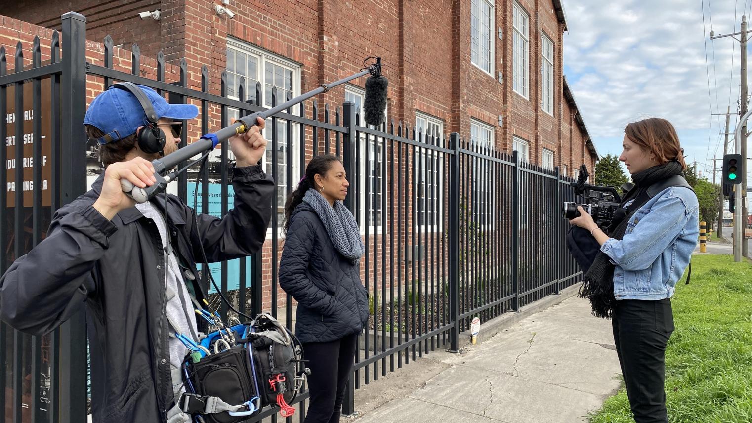 Katerina with the film production crew