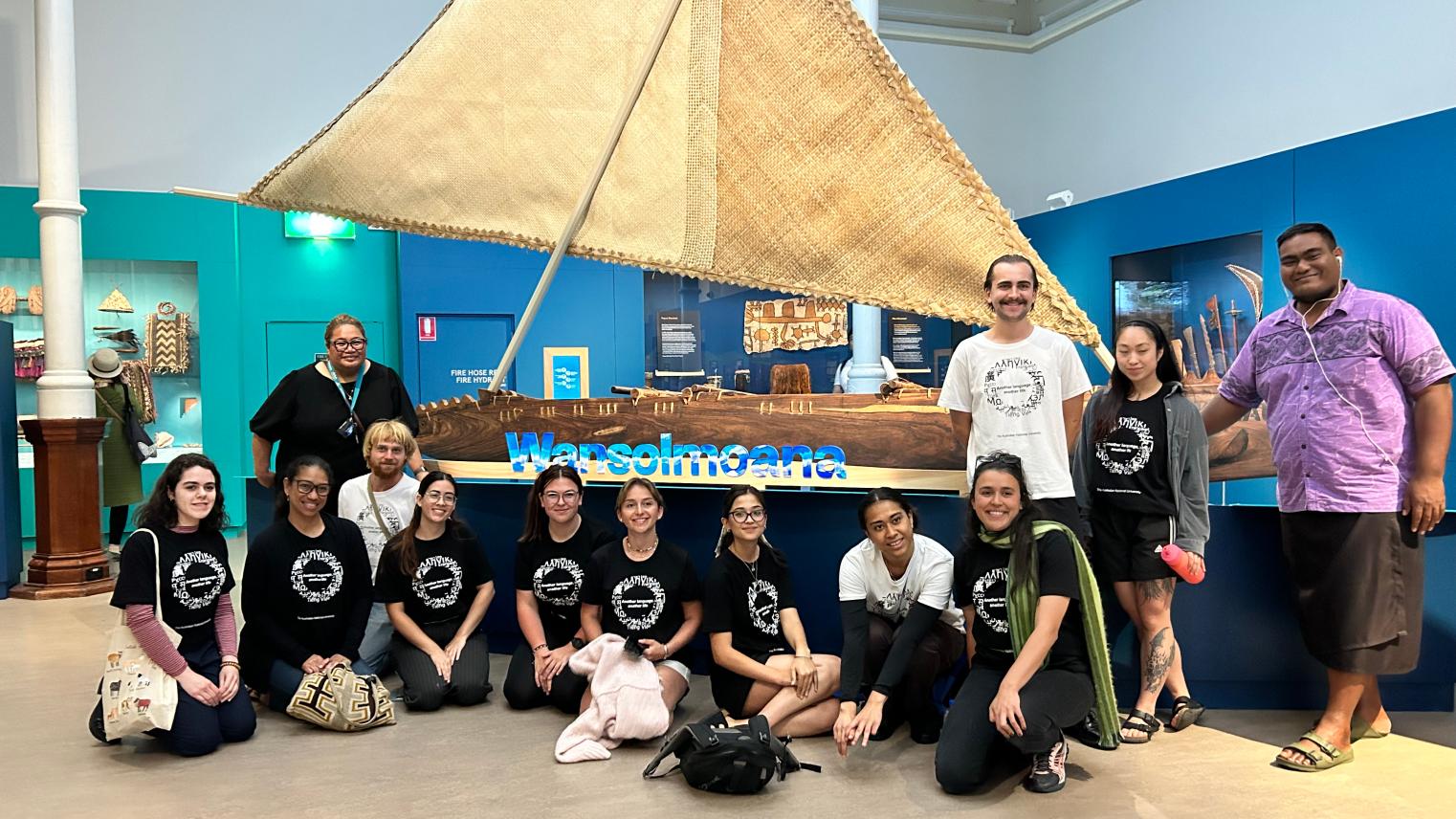 Katerina, Talei Mangioni and their Pacific Studies students at the Australian Museum